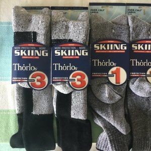 New 4 Pair Thorlo Skiing Socks Size 10-13 Gray